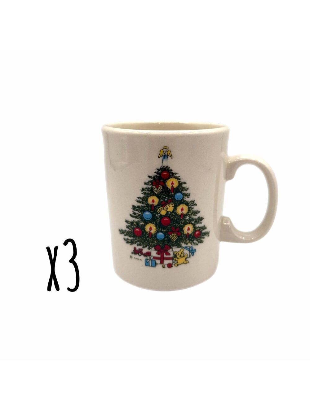 Set of 3 Vintage Mt. Clemens Pottery Christmas Tree Coffee Mugs